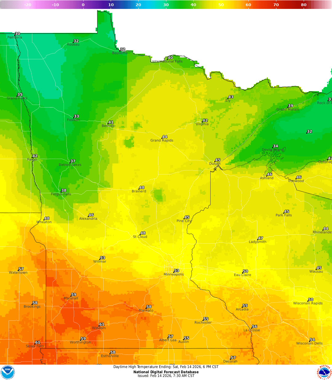 Highs for Saturday