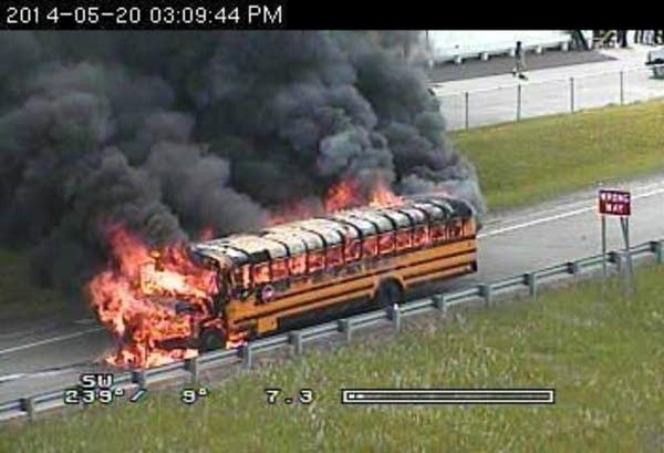 School bus burns