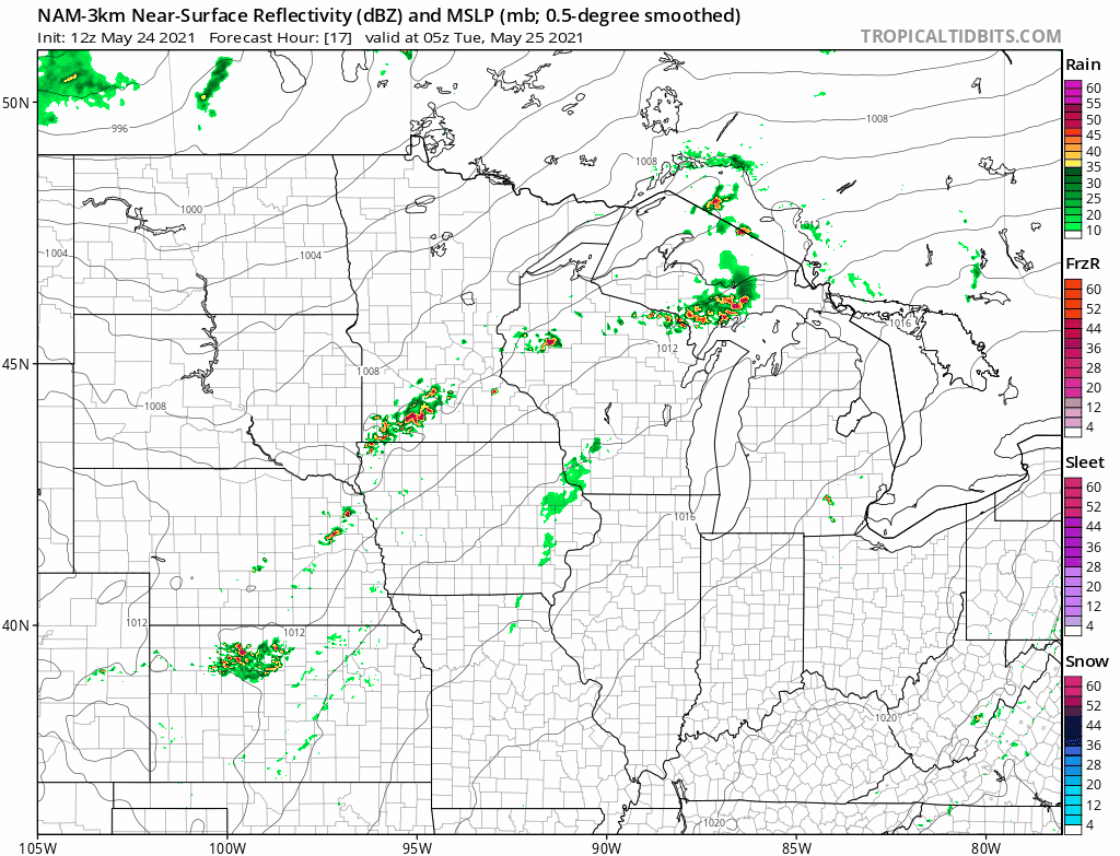 NOAA NAM 3 km model between midnight and 4 am Tuesday