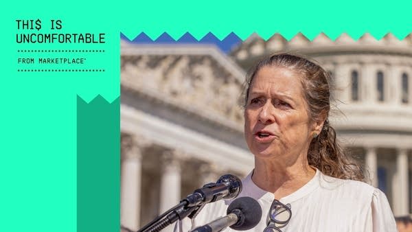 Abigail Disney speaks during a press conference outside the US Capitol on April 18, 2023 in Washington, DC.