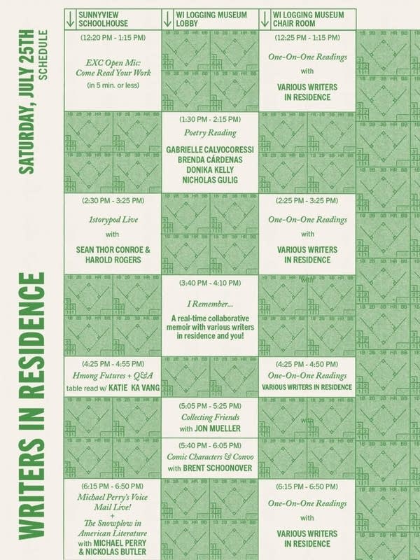Eaux Claires Festival 2026 - Writers in Residence Schedule