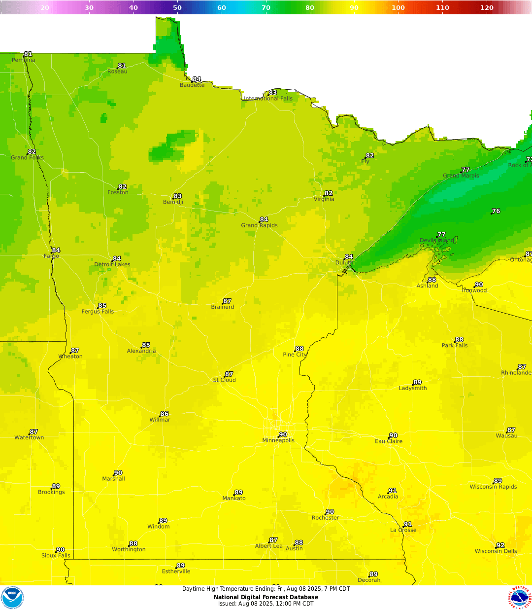 Highs for Friday