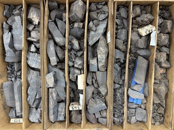 drill core samples on display