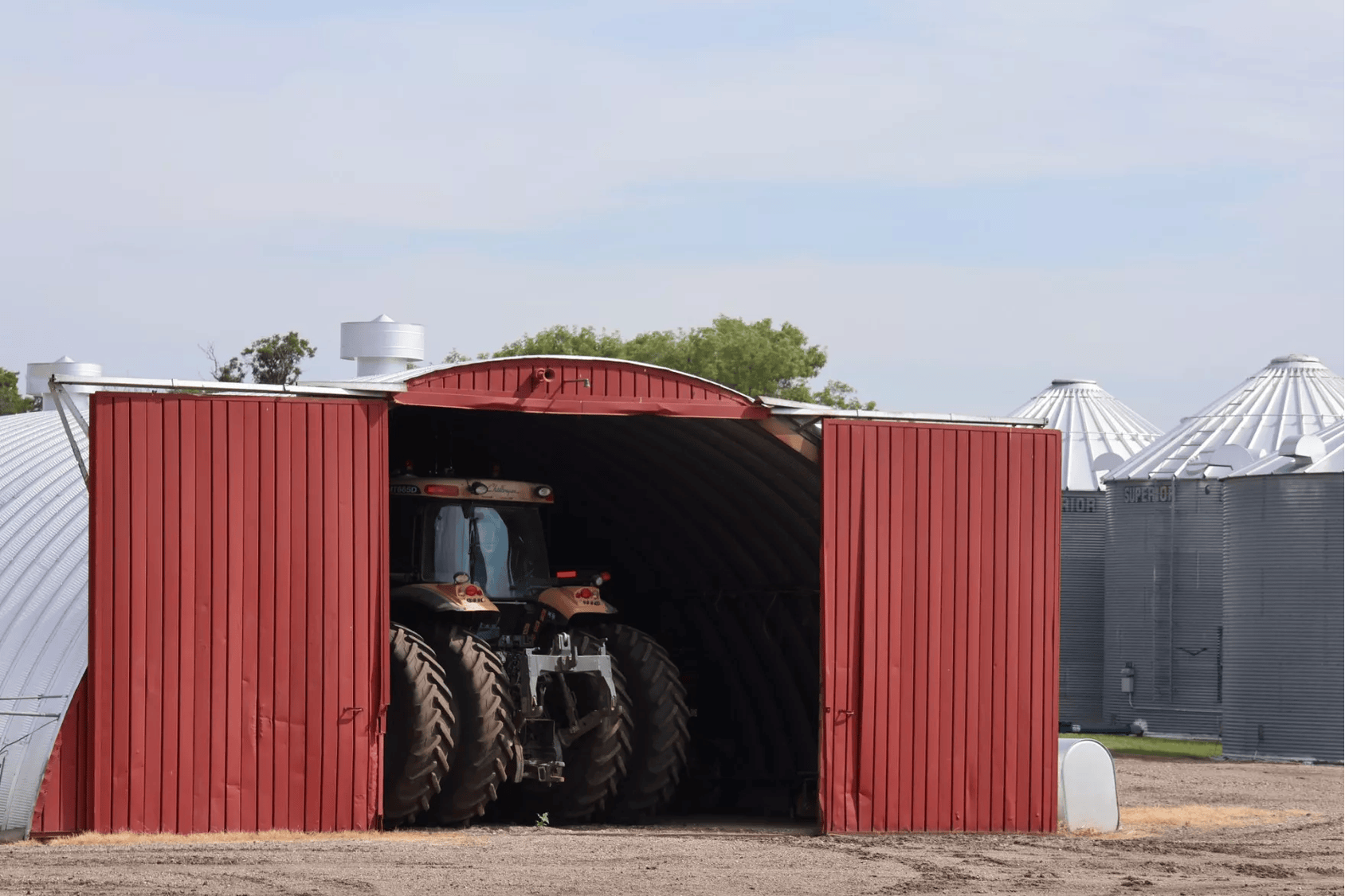 A tractor in a shed