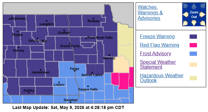 Freeze warning and frost advisory