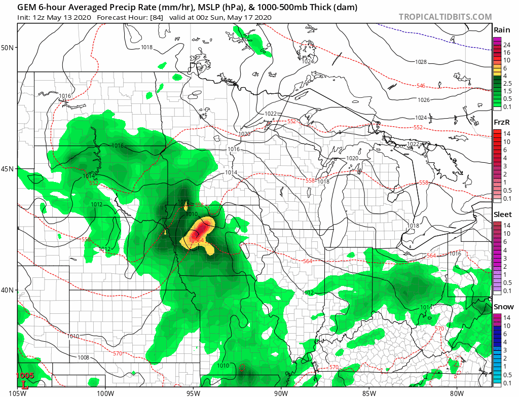 Canadian model into Saturday into Sunday