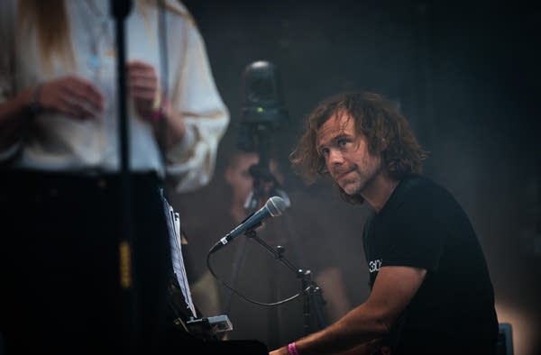 Aaron Dessner of The National performs at Rock the Garden 2019.