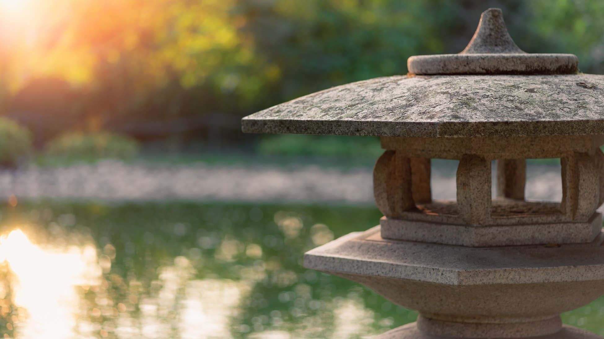 Lantern in a Zen garden.
