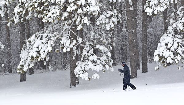 Taking advantage of the snow for exercise.