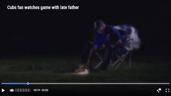 Man watches Cubs game with dad… at cemetery