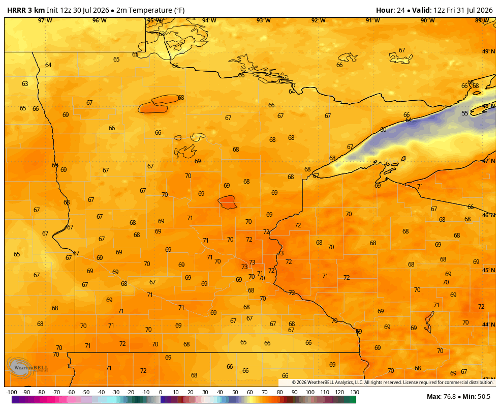 Low temps tonight