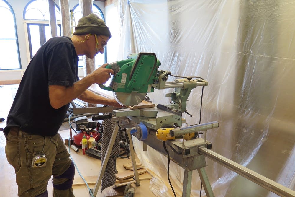 Cutting a piece of wood