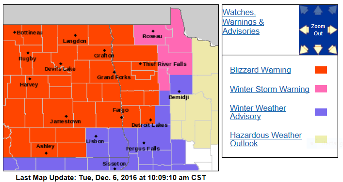 Blizzard warning and winter storm warning NW Minn. until midnight