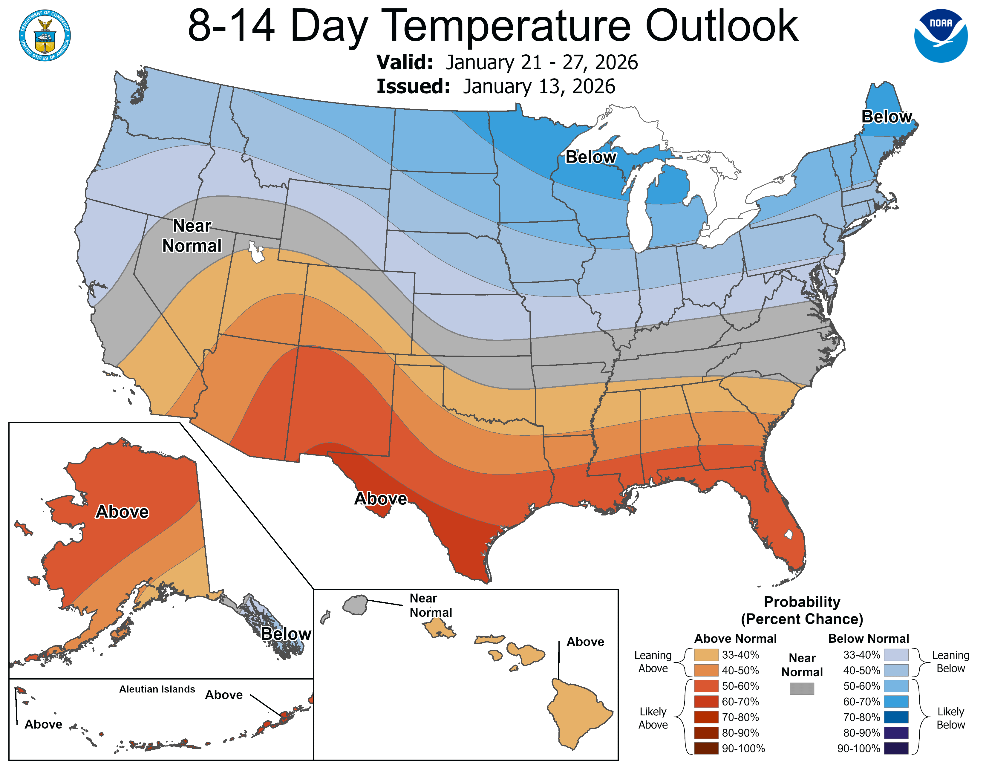 NOAA 8 to 14-day temperature outlook