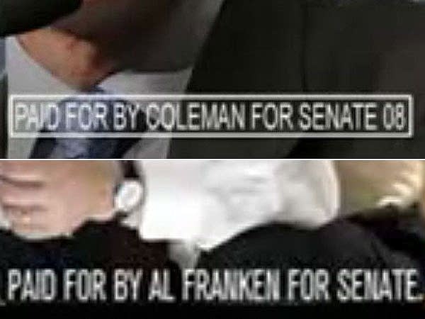 Ad banners for Norm Coleman and Al Franken