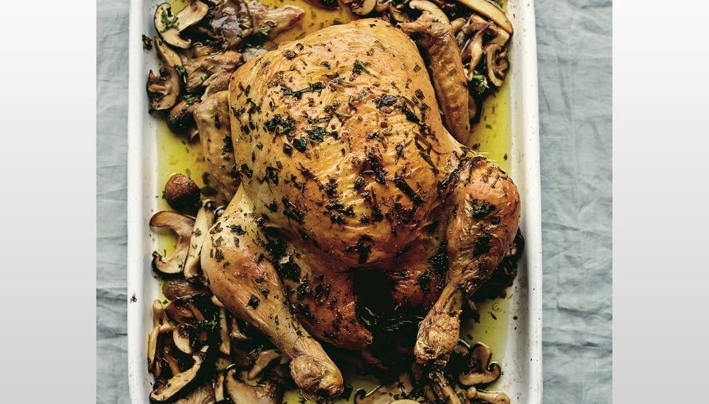 Roasted Tarragon Chicken with Crispy Mushrooms