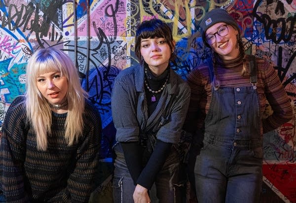 VIAL at Caffetto in south Minneapolis on Wednesday, Nov. 27. L to R: bassist Taylor Kraemer, guitarist KT Branscom, drummer Katie Fischer