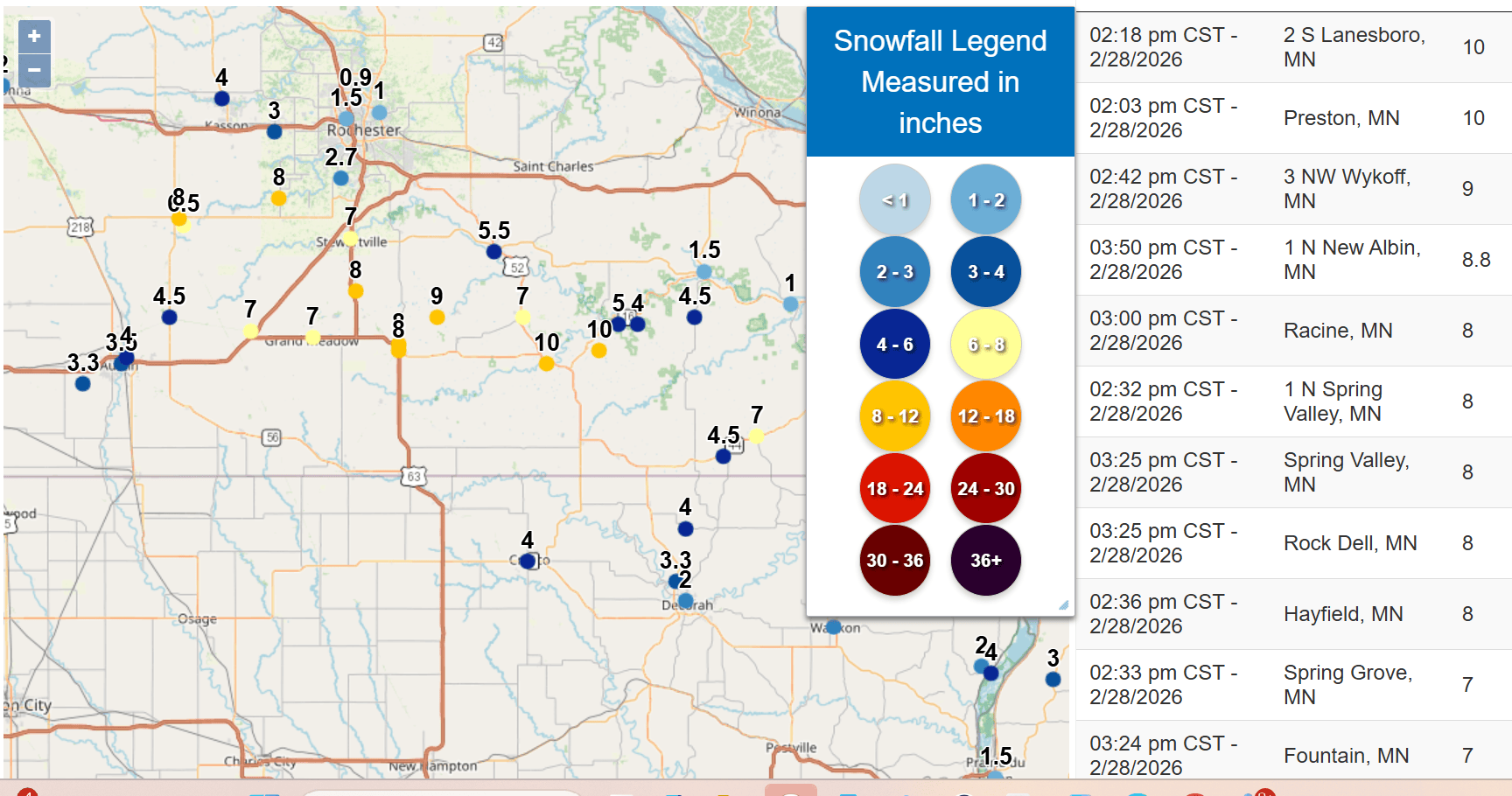 Snowfall accumulation