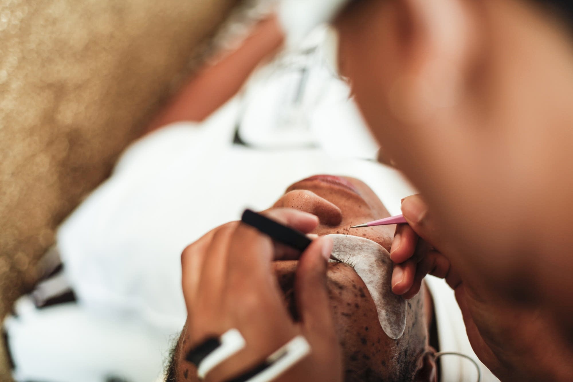 Josephine Castel gets her first full set of eyelash extensions.