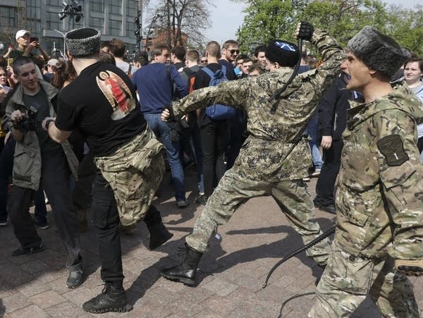 Clash at a protest in Moscow