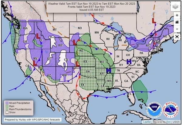 Forecast weather map for Sunday