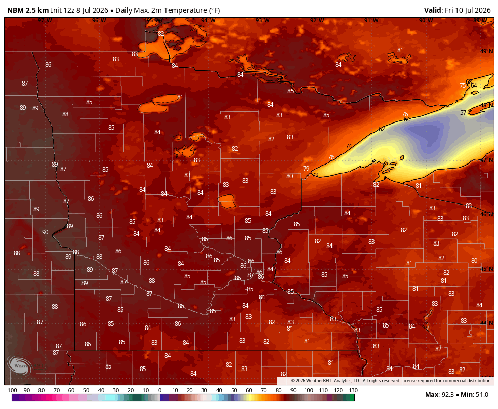 High temps Thursday