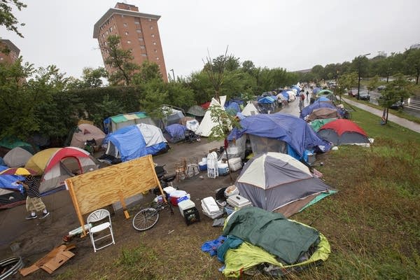 One side of the homeless encampment near the Little Earth neighborhood.