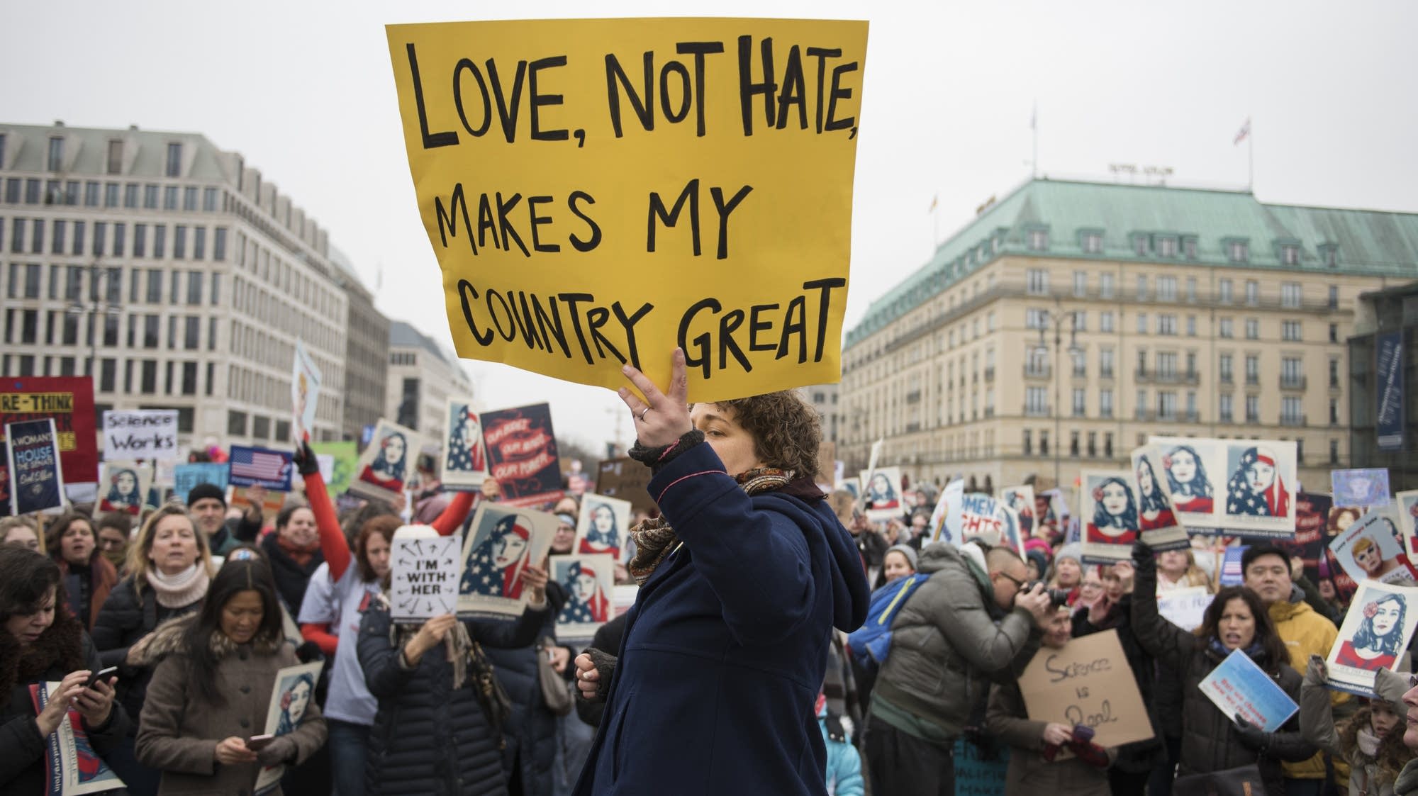 Photos Marchers around the world turn out for women's rights MPR News