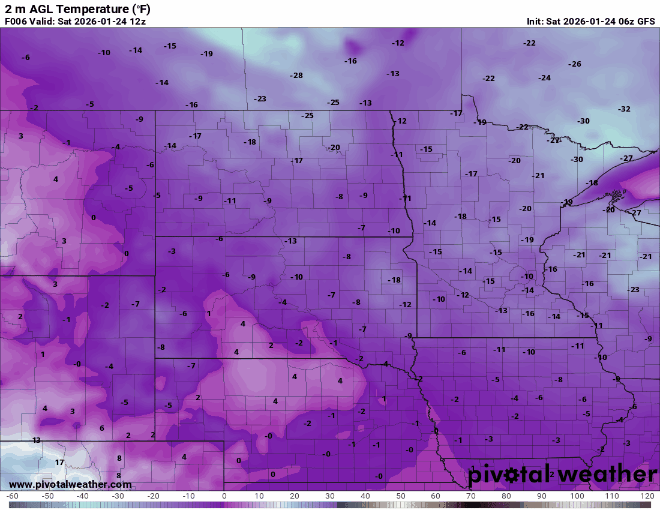 Temperatures Saturday and Sunday