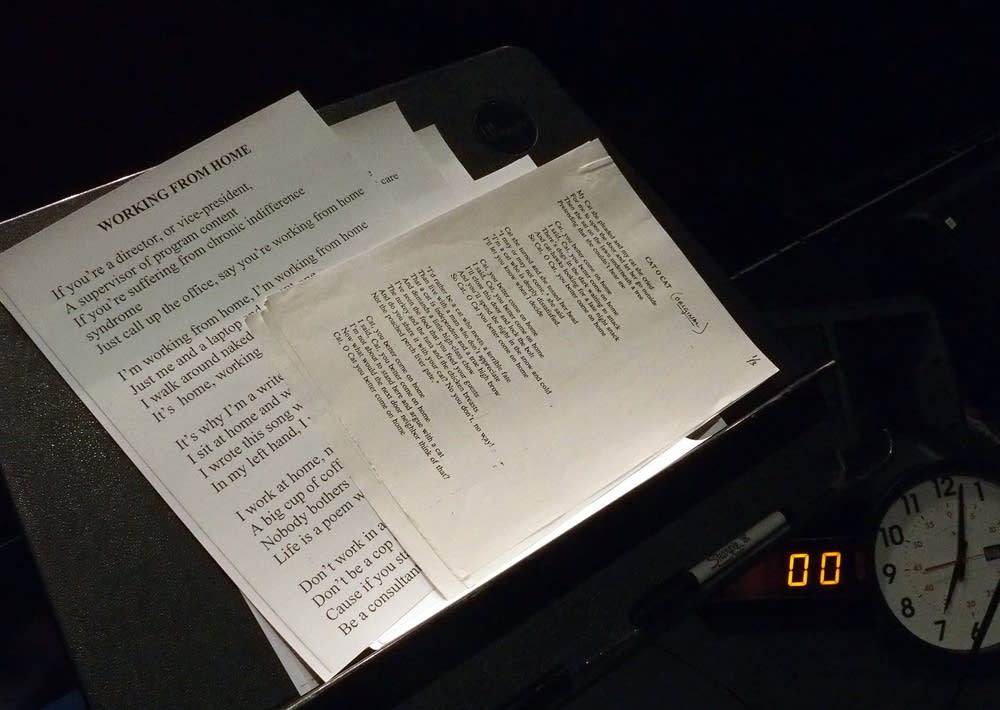 7:02 p.m. Friday: Lyric sheet for a song