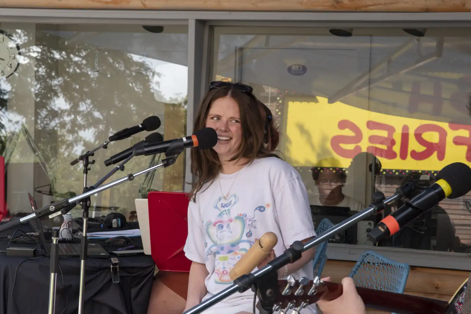 Ber performs at the MPR booth at the Minnesota State Fair