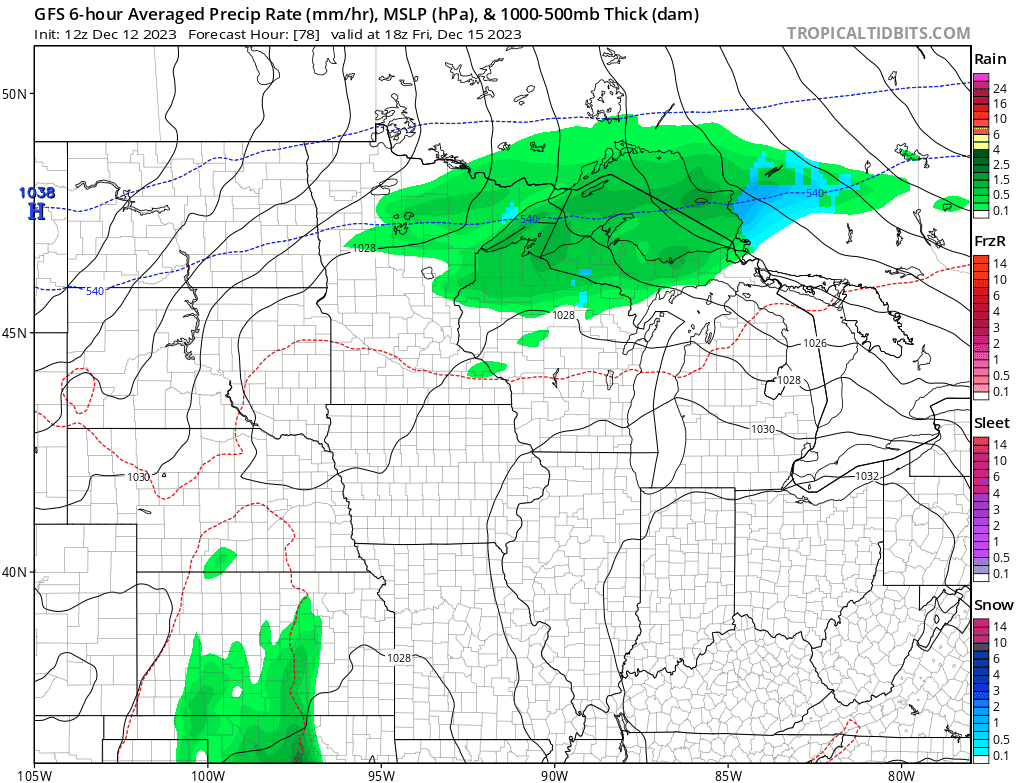NOAA GFS model Thursday and Friday 