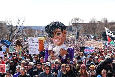 A Prince sign at a rally