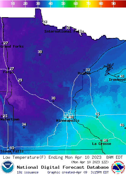 Mild overnight with upward temperature trend continuing; showers late week