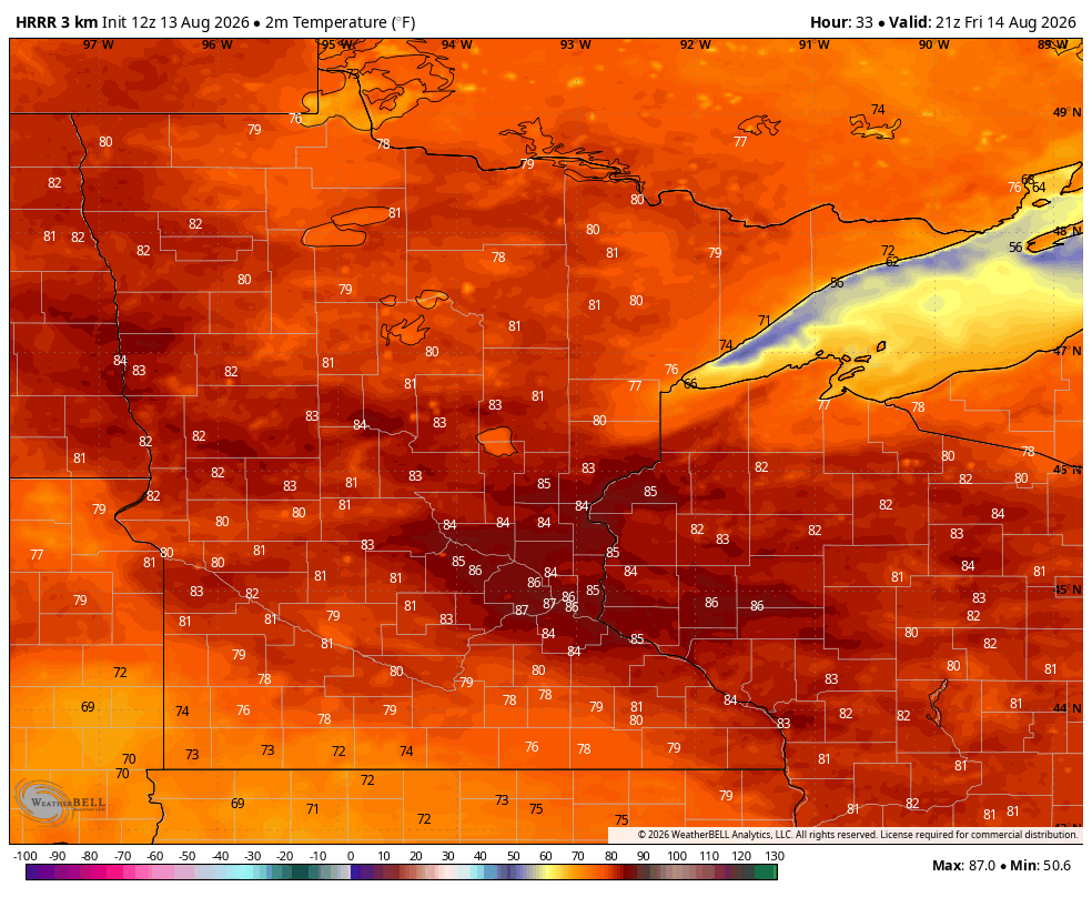High temps Friday