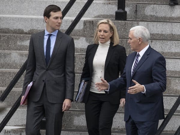 Jared Kushner, Kirstjen Nielsen and Mike Pence