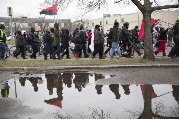 Protesters head to the HCGC.