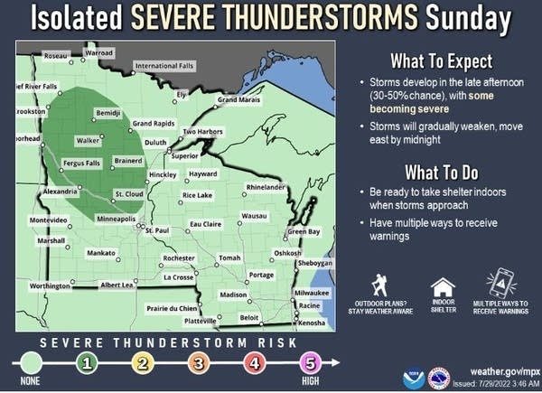 Risk of severe weather Sunday