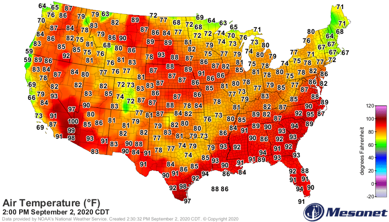Temperatures Wednesday afternoon