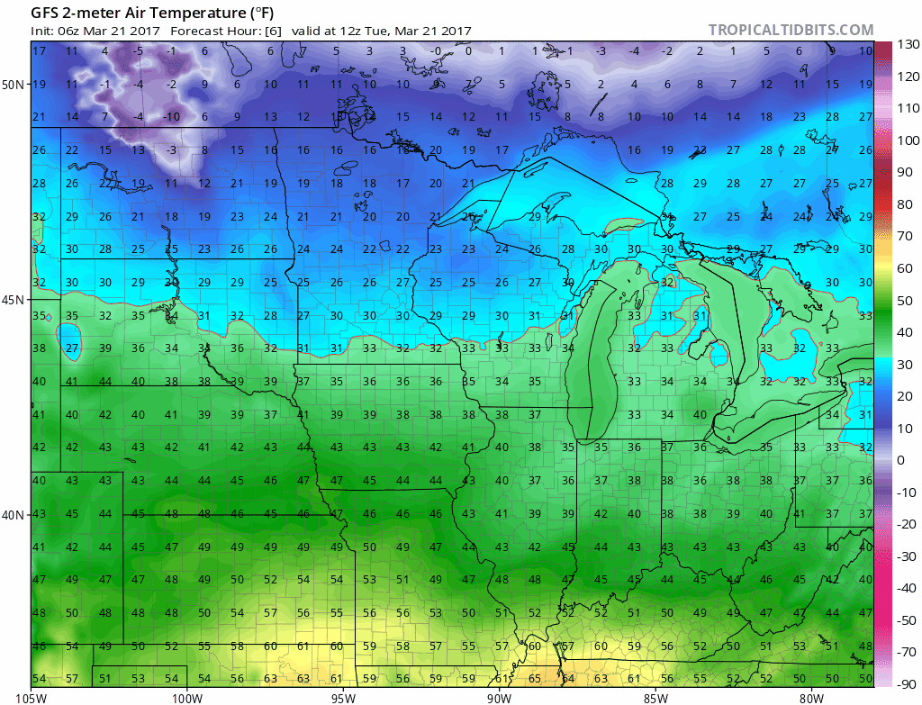 Spring temperature speed bump now, rain by Thursday