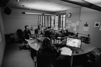 The Current Morning Show recording in the studio.