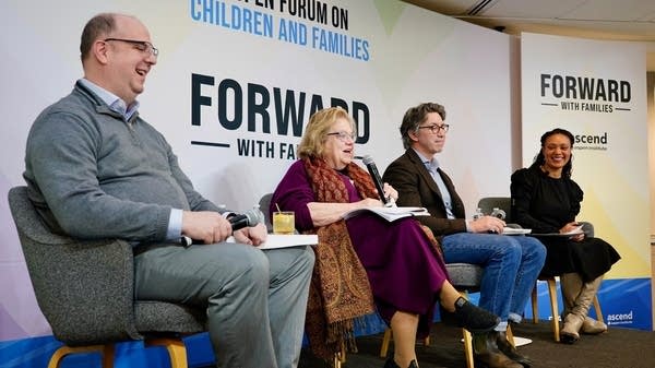 Kimberly Adams leads a panel at the Aspen Forum on Children and Families on Jan. 28, 2026. 