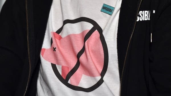 Impossible Foods CEO Pat Brown, shirt detail, speaks during an Impossible Foods press event for CES 2020 at the Mandalay Bay Convention Center on January 6, 2020 in Las Vegas, Nevada.