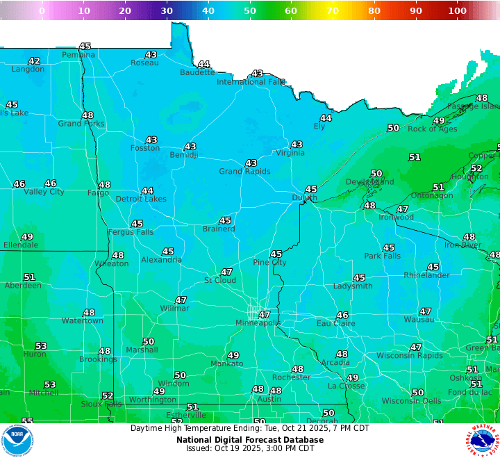 Tuesday's highs