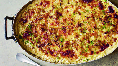Leek, Potato, and Celery Root Gratin
