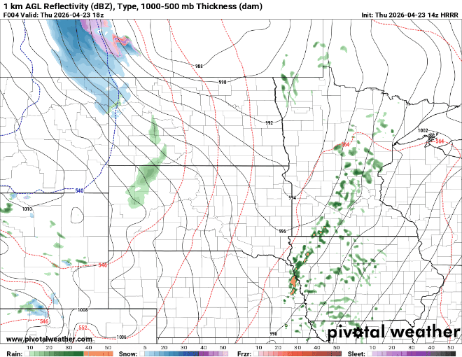 Forecast precipitation Thursday 1 p.m. to midnight