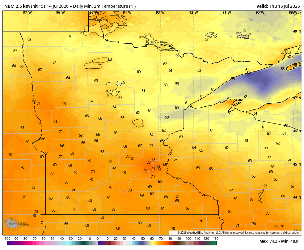 Low temps tonight