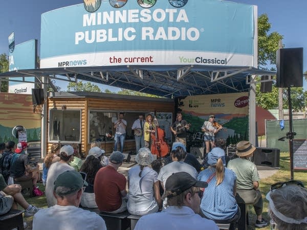 Good Morning Bedlam performing at the MPR booth at the Minnesota State Fair on Saturday, Aug. 30, 2025.