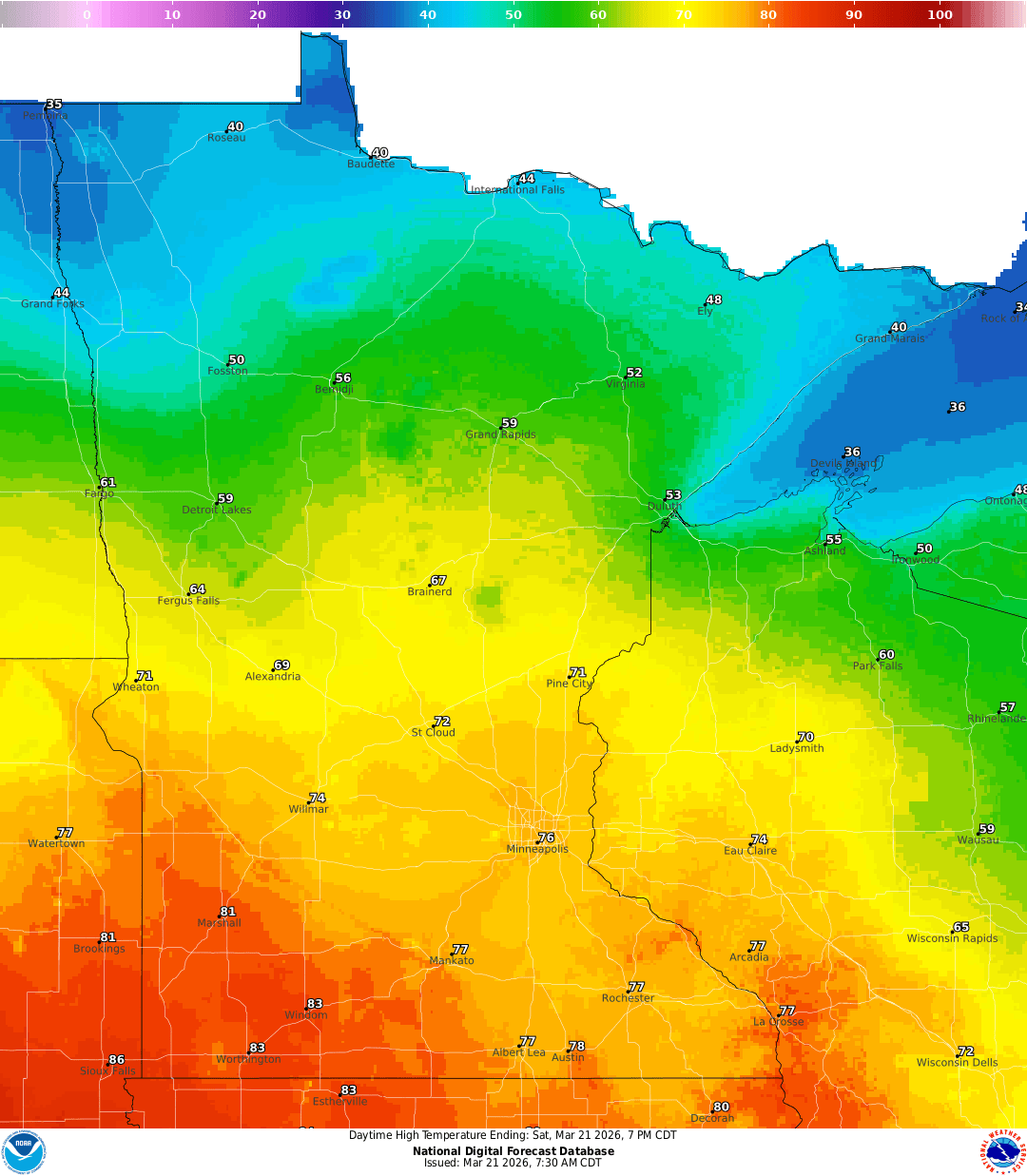 Highs for Saturday