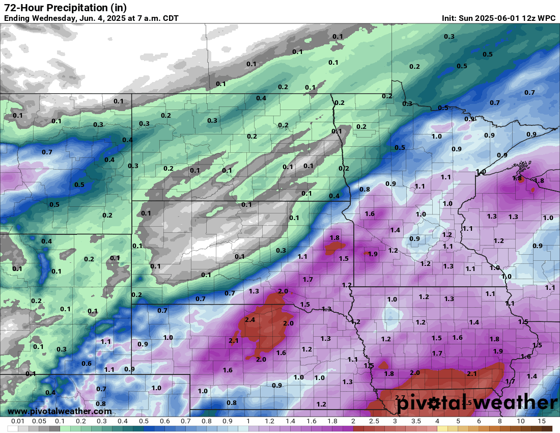 Quantitative precipitation forecast through Wednesday morning